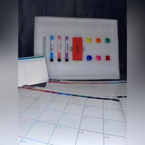 Magnetized calendar set with markers magnets and eraser